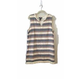 Chelsea & Theodore Women’s Mini Dress Sz 14 Blue Cotton Stripes Sleeveless Lined